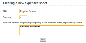 Creating a new expenses sheet