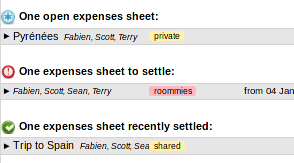 Settled expenses sheet