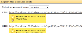 Exporting an account book to Excel or CSV