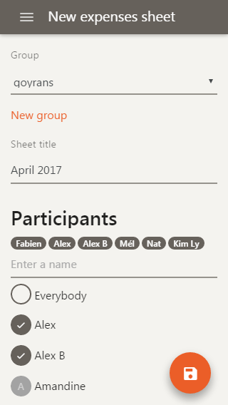 Create a sheet for the expenses shared with your roommates, on mobile